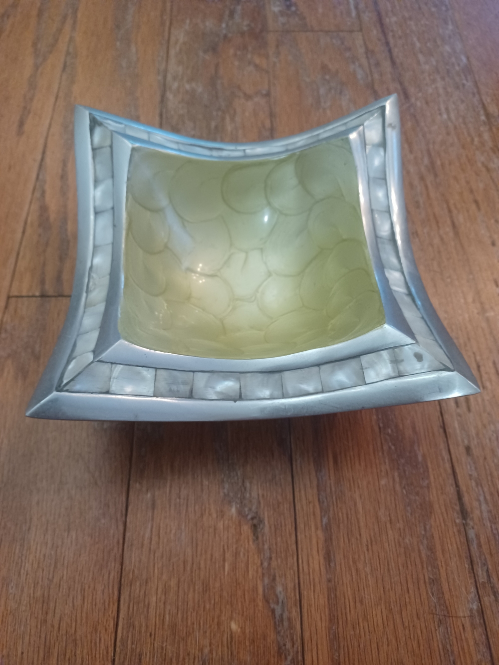 Vtg Julia Knight Classic Trinket Tray/ Bowl 6.5" Mother of Pearl Inlay & Enamel